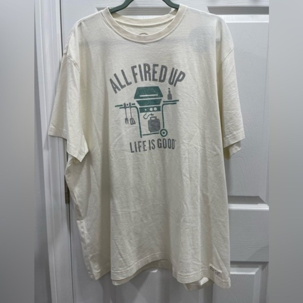 Life is good XXL 2XL All Fired Up BBQ Summer Tshirt NWT